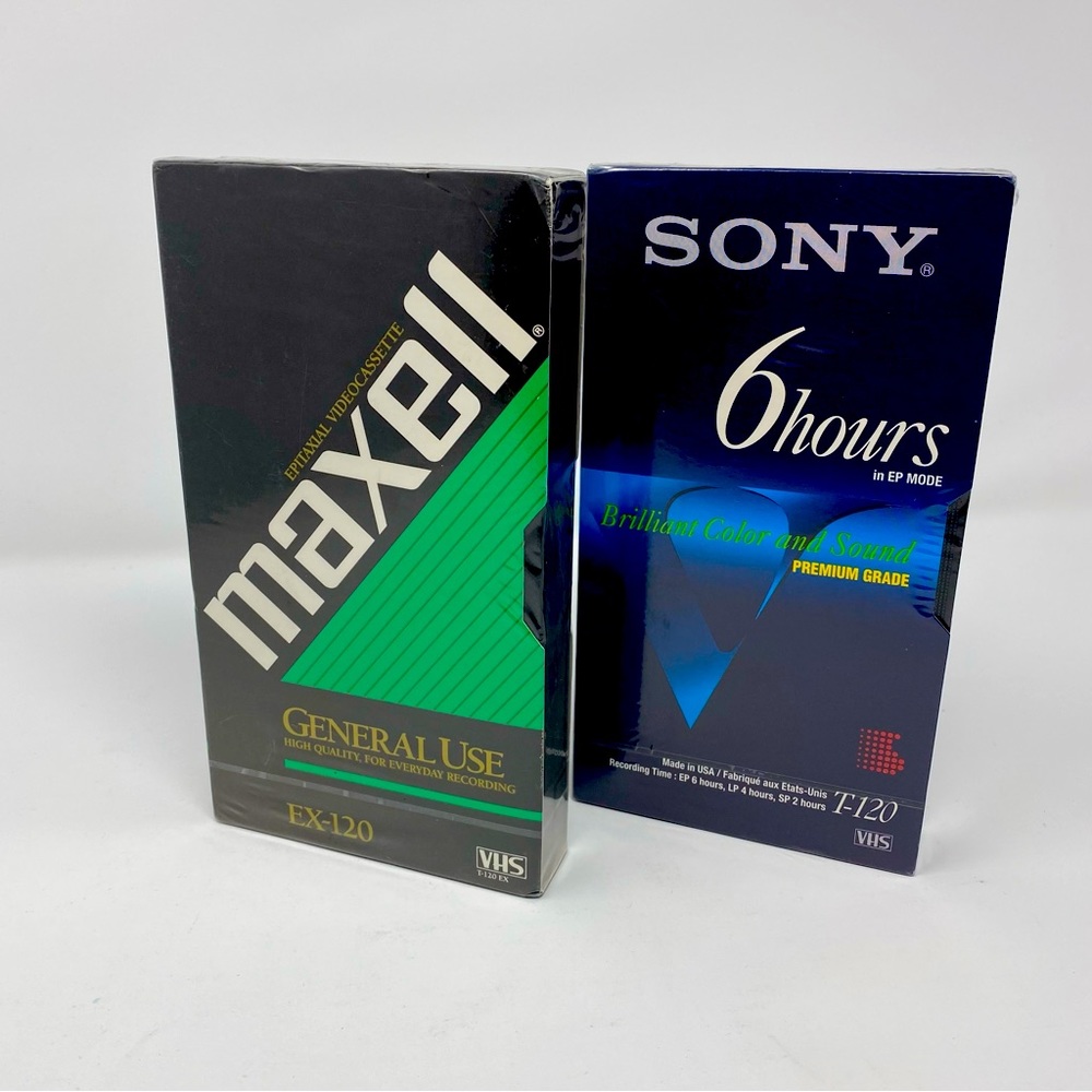 Lot of‎ 2 Brand New VHS Tapes Factory Sealed, Maxell & Sony